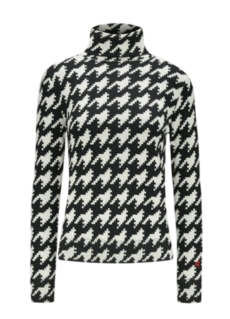 Dámsky sveter Perfect Moment Houndstooth Merino Wool Turtleneck Black & White Dámsky sveter Perfect Moment Houndstooth Merino Wool Turtleneck Black & White
