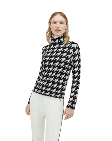 Dámsky sveter Perfect Moment Houndstooth Merino Wool Turtleneck Black & White Dámsky sveter Perfect Moment Houndstooth Merino Wool Turtleneck Black & White