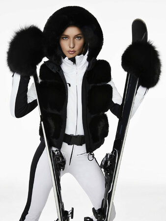 Vesta Goldberg Chic Bodywarmer Real Fur Black