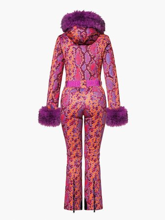 Overal Goldbergh Zafira Ski Suit Faux Border Snake Pink