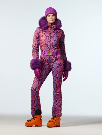 Overal Goldbergh Zafira Ski Suit Faux Border Snake Pink