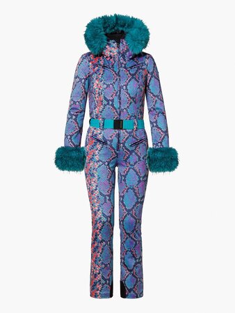 Overal Goldbergh Zafira Ski Suit Faux Border Snake Turchese