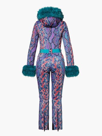 Overal Goldbergh Zafira Ski Suit Faux Border Snake Turchese