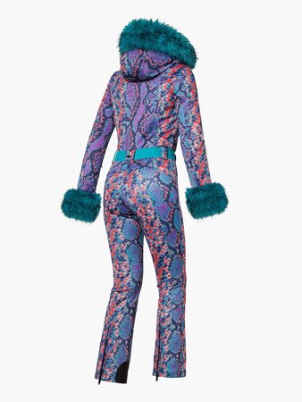 Overal Goldbergh Zafira Ski Suit Faux Border Snake Turchese