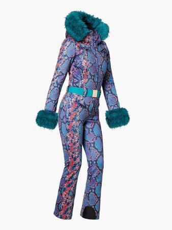 Overal Goldbergh Zafira Ski Suit Faux Border Snake Turchese