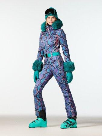 Overal Goldbergh Zafira Ski Suit Faux Border Snake Turchese