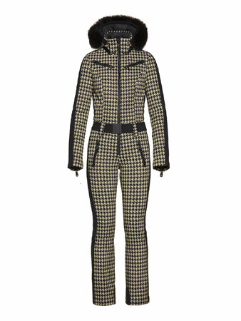 Zimný overal Goldbergh FRANCE Jumpsuit Long Real Fox Fur Black/Desert