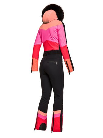 Zimný overal Goldbergh Pearl Jumpsuit Real Fox Fur Salmon
