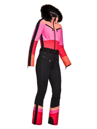 Zimný overal Goldbergh Pearl Jumpsuit Real Fox Fur Salmon