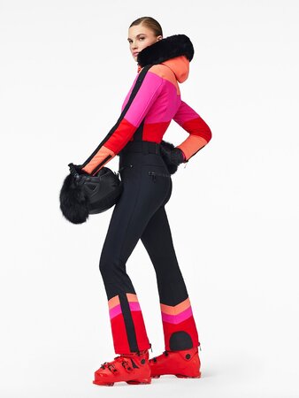 Zimný overal Goldbergh Pearl Jumpsuit Real Fox Fur Salmon