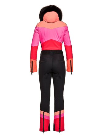 Zimný overal Goldbergh Pearl Jumpsuit Real Fox Fur Salmon