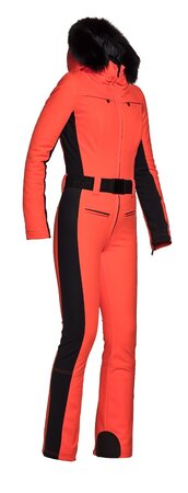 Zimný overal Goldbergh PARRY Ski Suit Real Fox Fur Orange