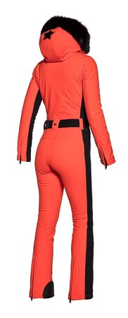 Zimný overal Goldbergh PARRY Ski Suit Real Fox Fur Orange
