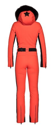Zimný overal Goldbergh PARRY Ski Suit Real Fox Fur Orange