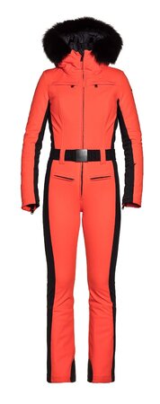 Zimný overal Goldbergh PARRY Ski Suit Real Fox Fur Orange