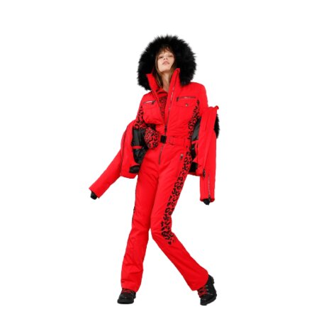 Zimný overal Poivre Blanc Stretch Ski Overall Leopard Scarlet Red