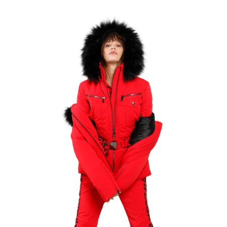 Zimný overal Poivre Blanc Stretch Ski Overall Leopard Scarlet Red