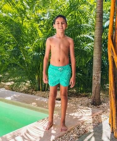 Detské plavky Sea'sons Fingerprint Emerald Blue