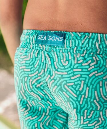 Detské plavky Sea'sons Fingerprint Emerald Blue