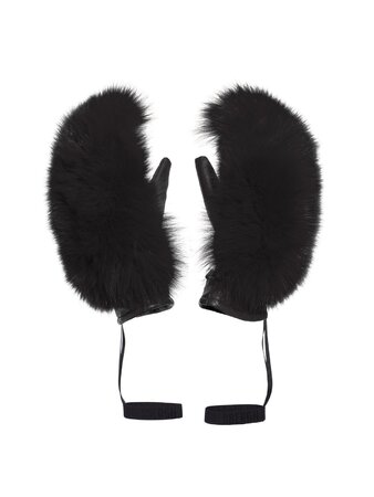 Rukavice Goldbergh Hando Mittens Real Raccoon Fur Black