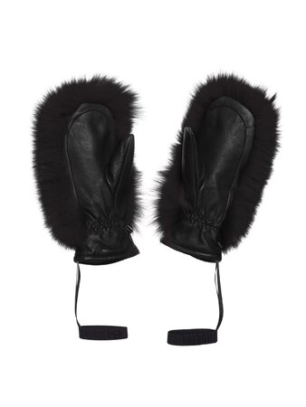 Rukavice Goldbergh Hando Mittens Real Raccoon Fur Black