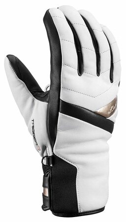 Lyžiarske rukavice Leki Snowfox 3D Elite Lady White-Black-Gold