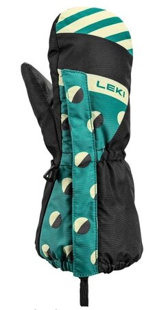 Lyžiarske rukavice Leki Little Paw Mitt Long Black/Medium Green/Frozen Yellow