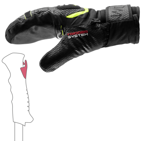 Lyžiarske rukavice Leki WCR Team 3D Junior Mitt Black/Ice Lemon