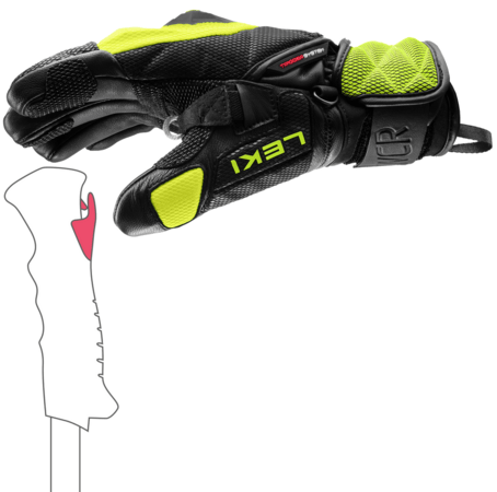Lyžiarske rukavice Leki WCR Venom 3D Junior Black/Ice Lemon