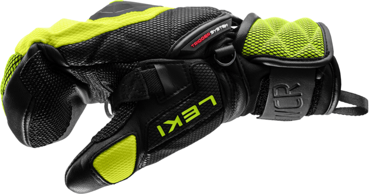 Lyžiarske rukavice Leki WCR Venom 3D Junior Mitt Black/Ice Lemon