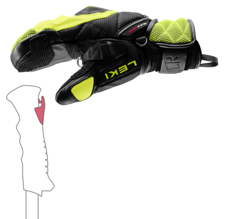 Lyžiarske rukavice Leki WCR Venom 3D Junior Mitt Black/Ice Lemon