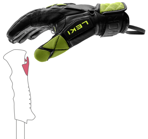 Lyžiarske rukavice Leki WCR Venom DH 3D Black/Ice Lemon