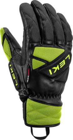 Lyžiarske rukavice Leki WCR Venom DH 3D Black/Ice Lemon