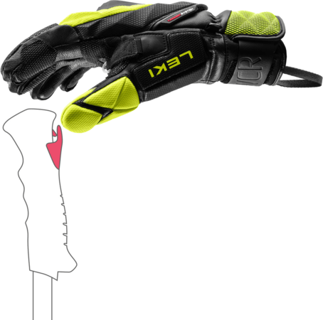 Lyžiarske rukavice Leki WCR Venom SL 3D Black/Ice Lemon
