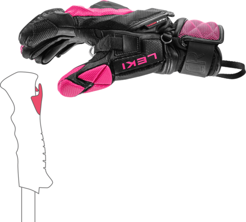 Lyžiarske rukavice Leki WCR Venom SL 3D Black/Pink