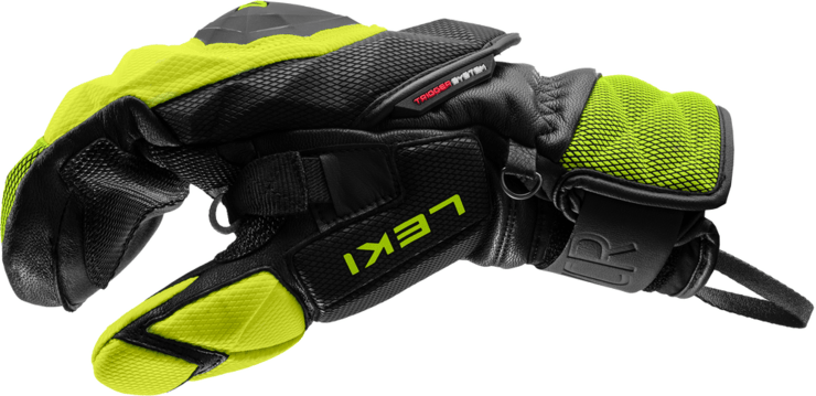 Lyžiarske rukavice Leki WCR Venom SL 3D Mitt Black/Ice Lemon