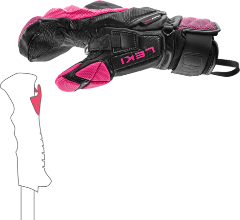 Lyžiarske rukavice Leki WCR Venom SL 3D Mitt Black/Pink
