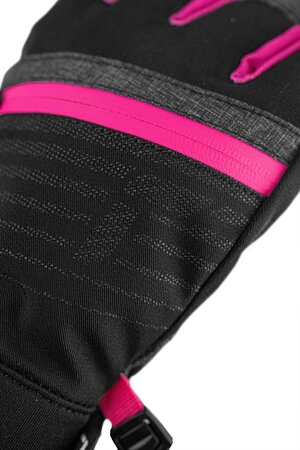 Lyžiarske rukavice Reusch Leo R-TEX® XT Black/Black Melange/Pink Glo