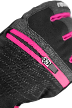 Lyžiarske rukavice Reusch Leo R-TEX® XT Black/Black Melange/Pink Glo