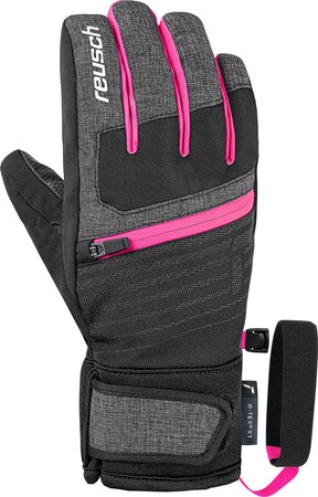 Lyžiarske rukavice Reusch Leo R-TEX® XT Black/Black Melange/Pink Glo