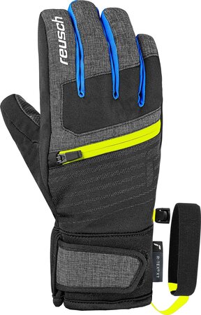 Lyžiarske rukavice Reusch Leo R-TEX® XT Black Melange/Safety Yellow/Brilliant Blue