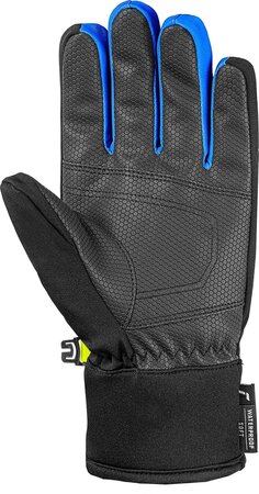 Lyžiarske rukavice Reusch Leo R-TEX® XT Black Melange/Safety Yellow/Brilliant Blue