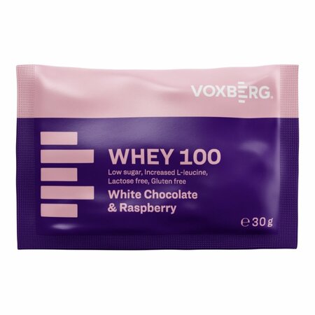 Proteín Voxberg Whey 100 Biela čokoláda & malina 30g