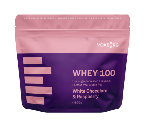 Proteín Voxberg Whey 100 Biela čokoláda & malina 990g