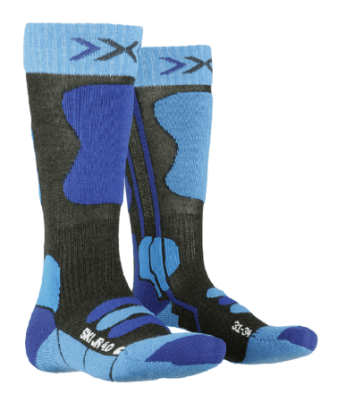 Lyžiarske ponožky X-Bionic Ski Junior 4.0 Anthracite Melange/Electric Blue 20/21