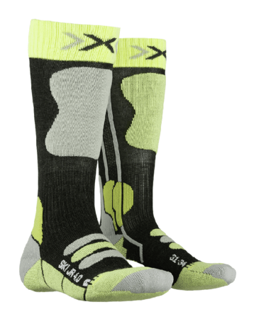 Lyžiarske ponožky X-Bionic Ski Junior 4.0 Anthracite Melange/Green Lime 20/21