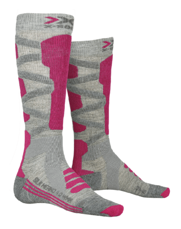 Lyžiarske ponožky X-Bionic Ski Silk Merino 4.0 WMN Grey Melange/Pink 20/21