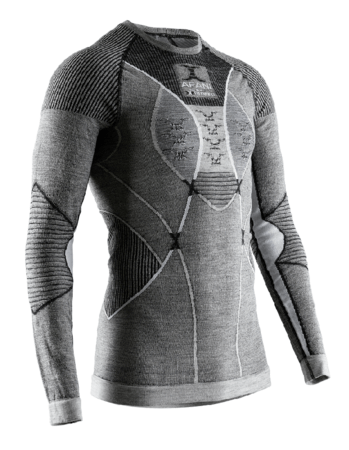 Pánske funkčné tričko X-Bionic Apani 4.0 Merino Shirt Round Neck LG SL Men Black/Grey/White