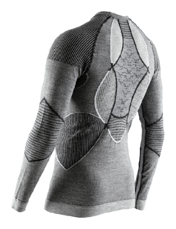 Pánske funkčné tričko X-Bionic Apani 4.0 Merino Shirt Round Neck LG SL Men Black/Grey/White