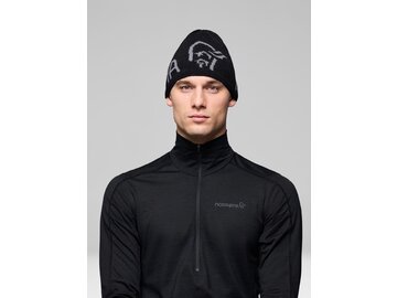Čiapka Norrona /29 mid merinoUll logo Beanie Caviar Melange